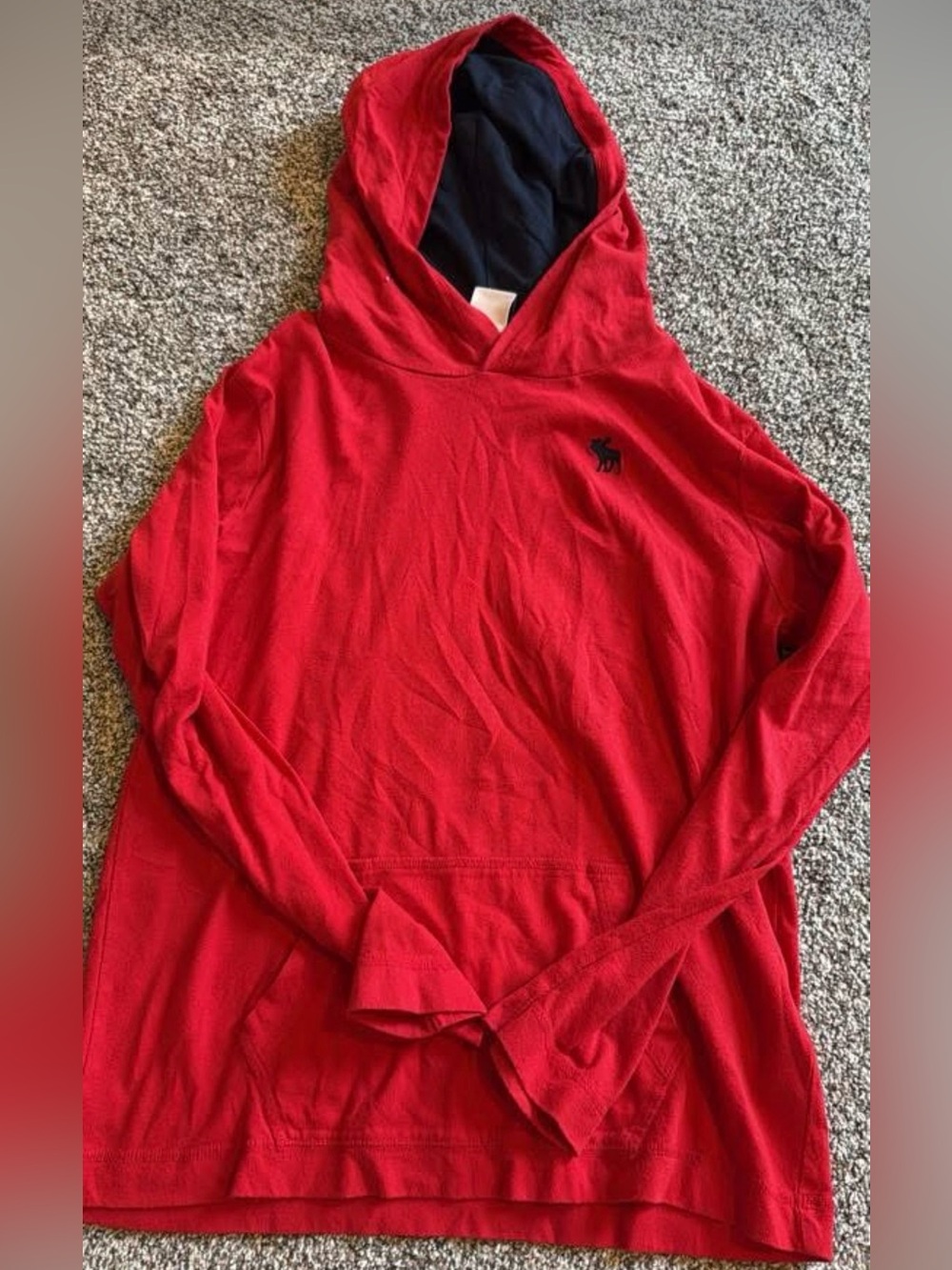 Abercrombie & Fitch Red Hoodie with Navy Hood Interior